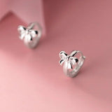 925 Silver Hollow Bow-knot Hoop Earrings for Women