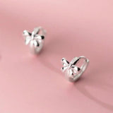 925 Silver Hollow Bow-knot Hoop Earrings for Women