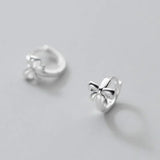 925 Silver Hollow Bow-knot Hoop Earrings for Women