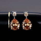 Silver Citrine Water Drop Earrings for Women - Anniverary Gift