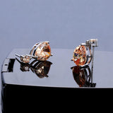 Silver Citrine Water Drop Earrings for Women - Anniverary Gift