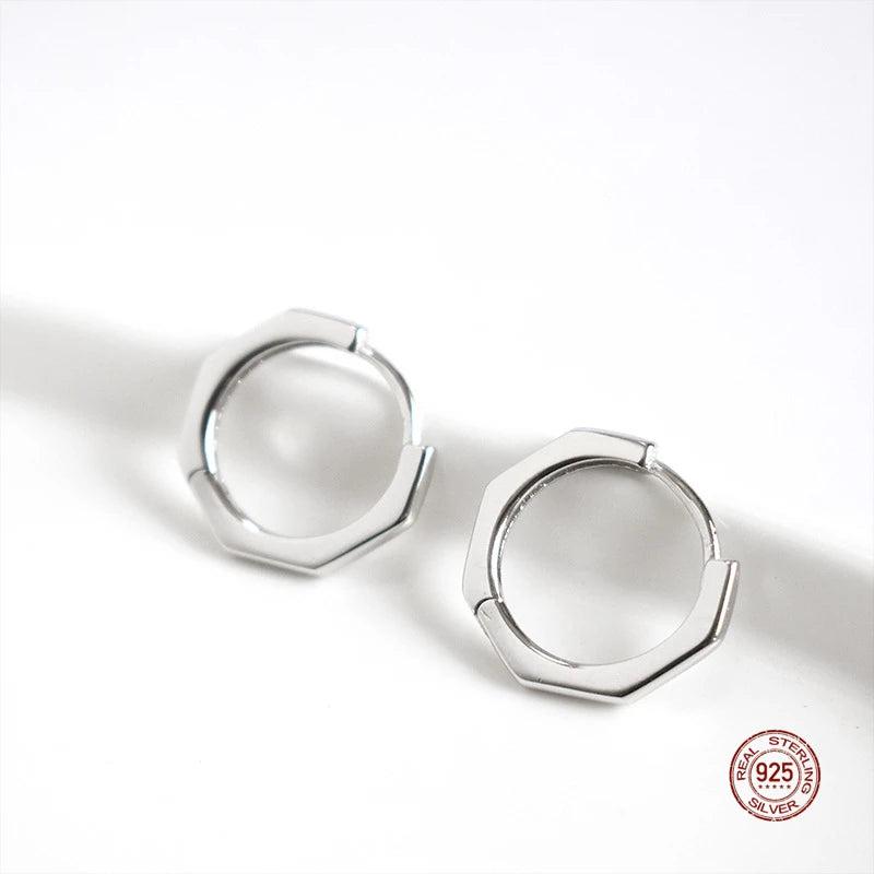 925 Sterling Silver Geometry Hoop Earrings for Women