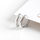 925 Sterling Silver Geometry Hoop Earrings for Women