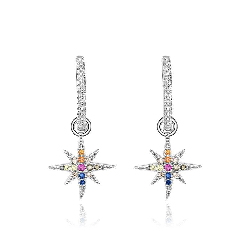 S925 Sterling Silver Tassel Hexagram Earrings