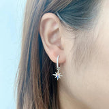 S925 Sterling Silver Tassel Hexagram Earrings