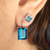 925 Silver Zircon Charm Earrings 18K Plated Party Jewelry