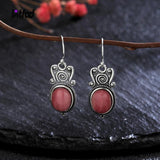 925 Silver Natural Rhodochrosite Drop Earrings