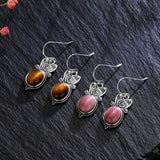 925 Silver Natural Rhodochrosite Drop Earrings