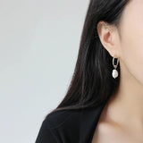 Baroque Pearl Pendant 925 Silver Circle Hoop Earrings