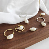 Baroque Pearl Pendant 925 Silver Circle Hoop Earrings