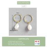 Baroque Pearl Pendant 925 Silver Circle Hoop Earrings