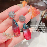 Amethyst Stone Drop Earrings Crystal Long Jewelry