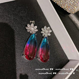 Amethyst Stone Drop Earrings Crystal Long Jewelry