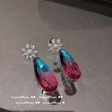 Amethyst Stone Drop Earrings Crystal Long Jewelry