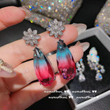 Amethyst Stone Drop Earrings Crystal Long Jewelry