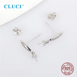 925 Silver CZ Pearl Stud Earrings Women Wedding Jewelry SE172SB