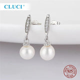 925 Silver CZ Pearl Stud Earrings Women Wedding Jewelry SE172SB