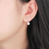 925 Silver CZ Pearl Stud Earrings Women Wedding Jewelry SE172SB