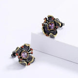 Flower Earrings Sunflower Purple Zircon Wedding Party Jewelry Gift