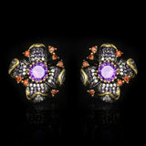 Flower Earrings Sunflower Purple Zircon Wedding Party Jewelry Gift