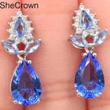 18x8mm Tanzanite CZ Silver Earrings