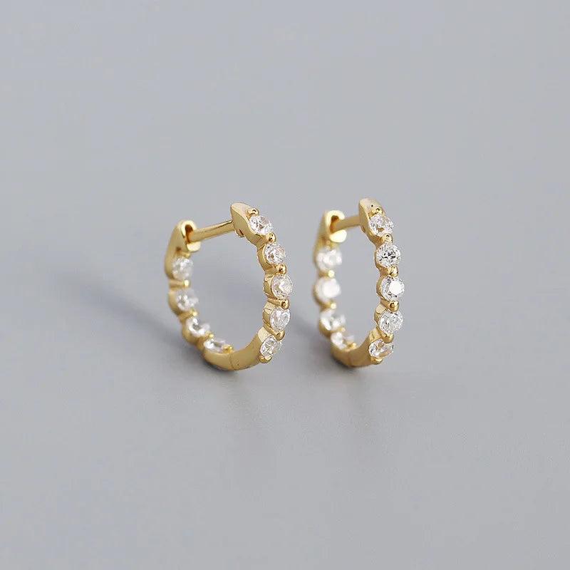 925 Silver Retro Goth Zircon Circle Hoop Earrings for Women