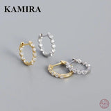 925 Silver Retro Goth Zircon Circle Hoop Earrings for Women