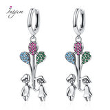 S925 Round Drop Earrings Zircon Boy Girl Love