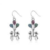 S925 Round Drop Earrings Zircon Boy Girl Love