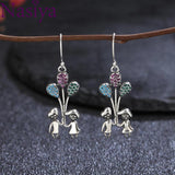 S925 Round Drop Earrings Zircon Boy Girl Love