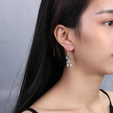 S925 Round Drop Earrings Zircon Boy Girl Love