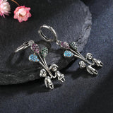 S925 Round Drop Earrings Zircon Boy Girl Love