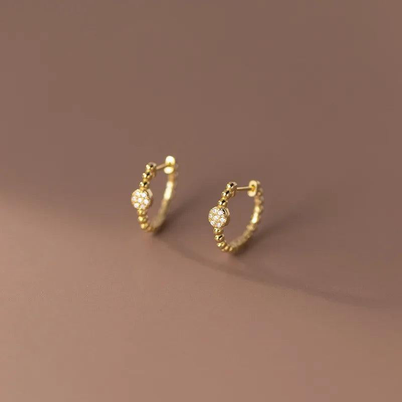 925 Silver Vintage Zircon Huggie Hoop Earrings for Women