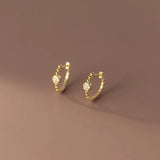 925 Silver Vintage Zircon Huggie Hoop Earrings for Women