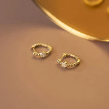 925 Silver Vintage Zircon Huggie Hoop Earrings for Women