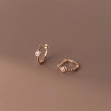 925 Silver Vintage Zircon Huggie Hoop Earrings for Women