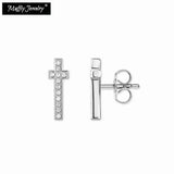 Cross Pave Faith Stud Earrings Zirconia Vintage Jewelry