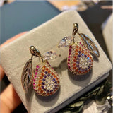 Fruit Pear Earrings Colored Zircon Personalized Earrings ins