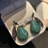 Fruit Pear Earrings Colored Zircon Personalized Earrings ins