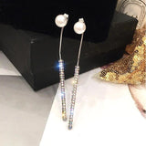 925 Silver Needle Pearl Pendant Earrings Crystal Austrian Jewelry