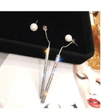 925 Silver Needle Pearl Pendant Earrings Crystal Austrian Jewelry