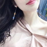 925 Silver Needle Pearl Pendant Earrings Crystal Austrian Jewelry