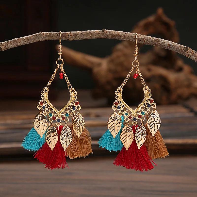 Vintage Tassel Earrings Silver Women's Jewelry