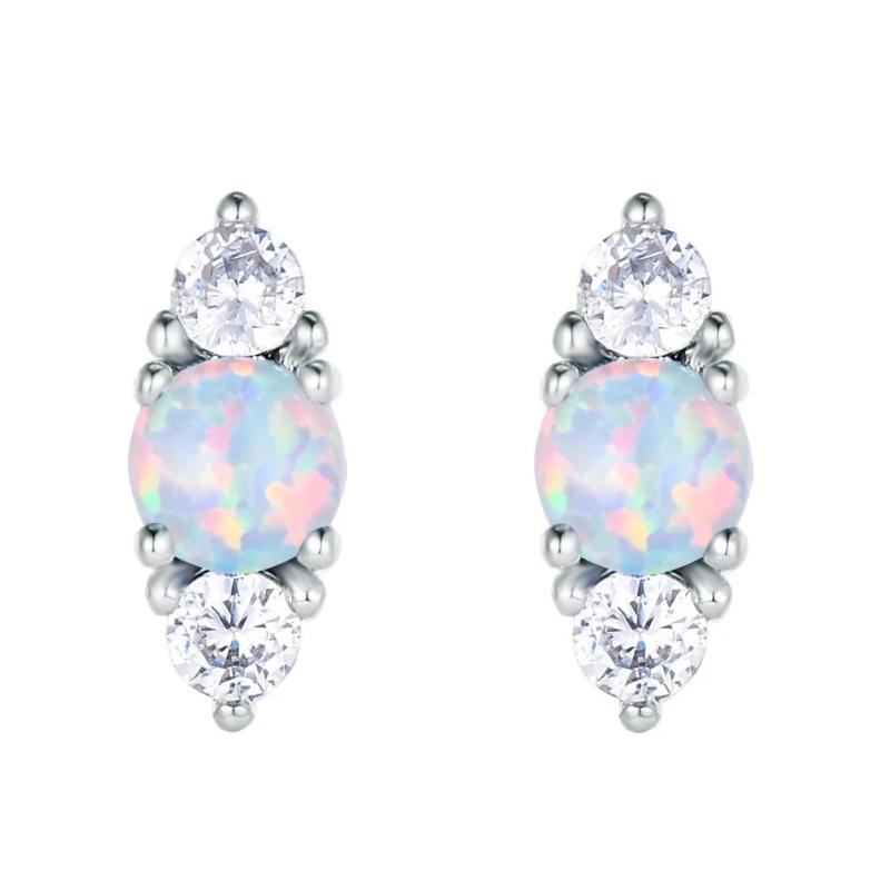 12mm Opal Stud Earrings 925 Silver Wedding Jewelry Oval Lady Party