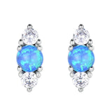 12mm Opal Stud Earrings 925 Silver Wedding Jewelry Oval Lady Party