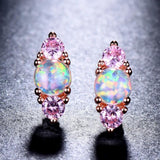 12mm Opal Stud Earrings 925 Silver Wedding Jewelry Oval Lady Party