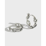 Retro 925 Sterling Silver Vintage Chain Hoop Huggie Earrings