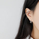 Retro 925 Sterling Silver Vintage Chain Hoop Huggie Earrings