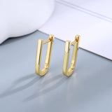 925 Silver Hoop Earrings CZ U Shape Korea Women's Jewelry Small Earrings