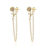 Rose Flower 925 Sterling Silver Earrings Long Style Fine Gift